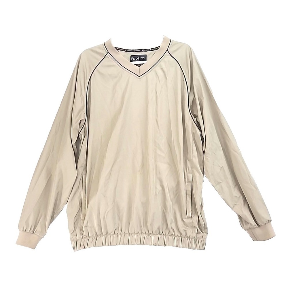Footjoy Windbreaker Jacket Mens‎ Large Beige Golf Stretch Active Sport Pullover